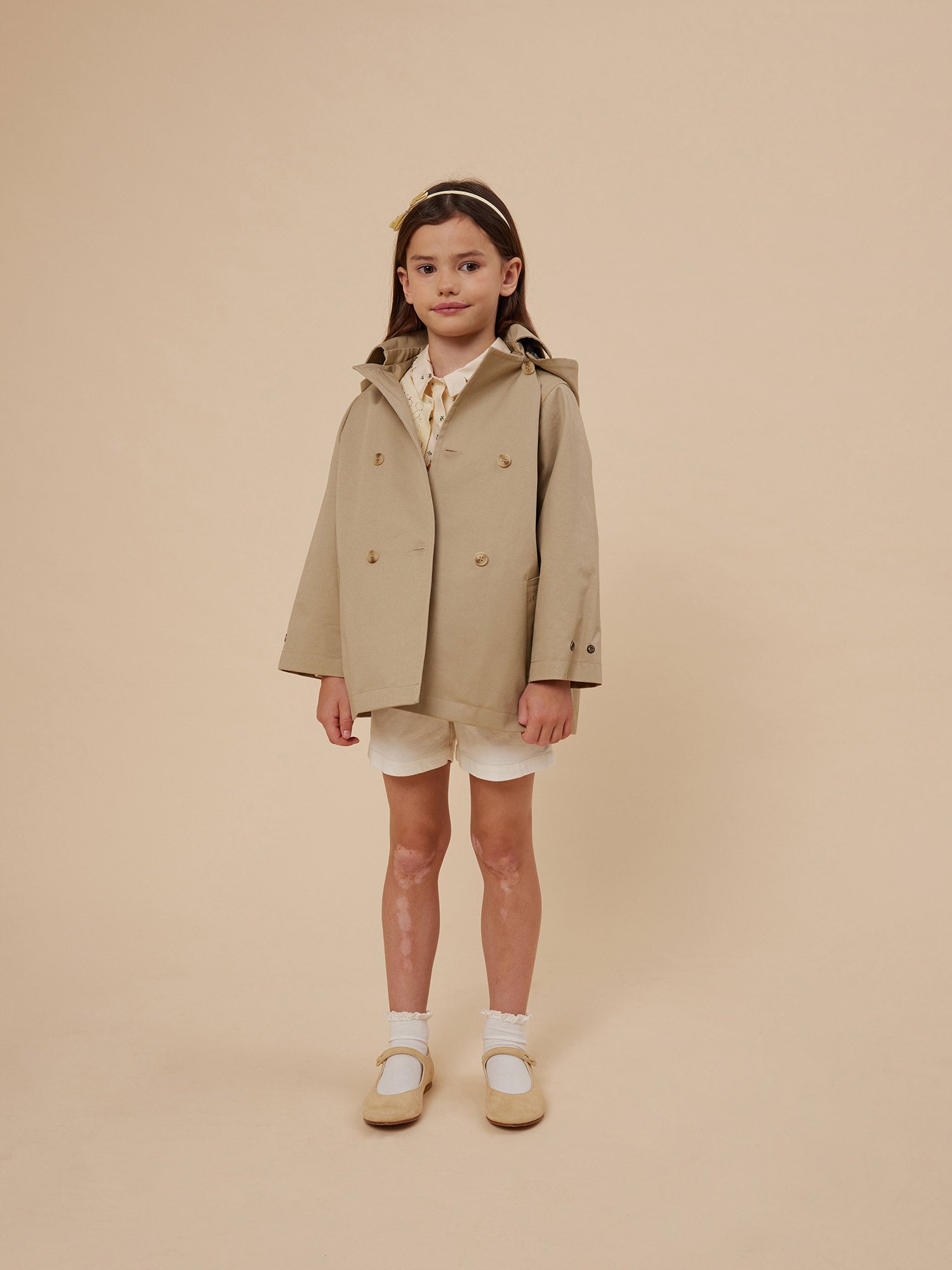 Summer 2024 girl s look water repellent trench coat with cotton lining Bonpoint