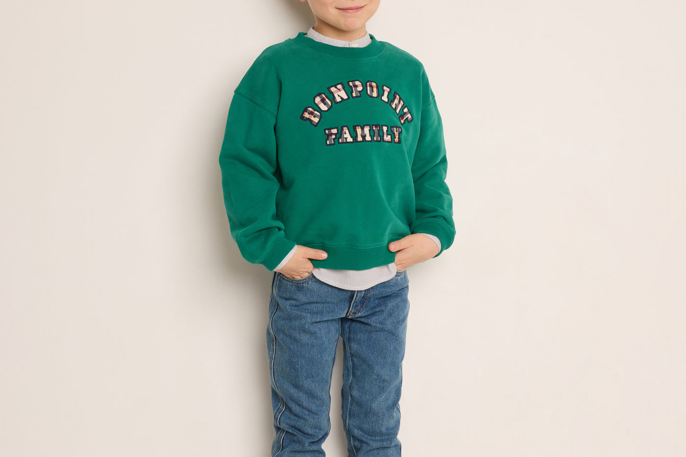 Look garçon hiver 2023 sweatshirt vert