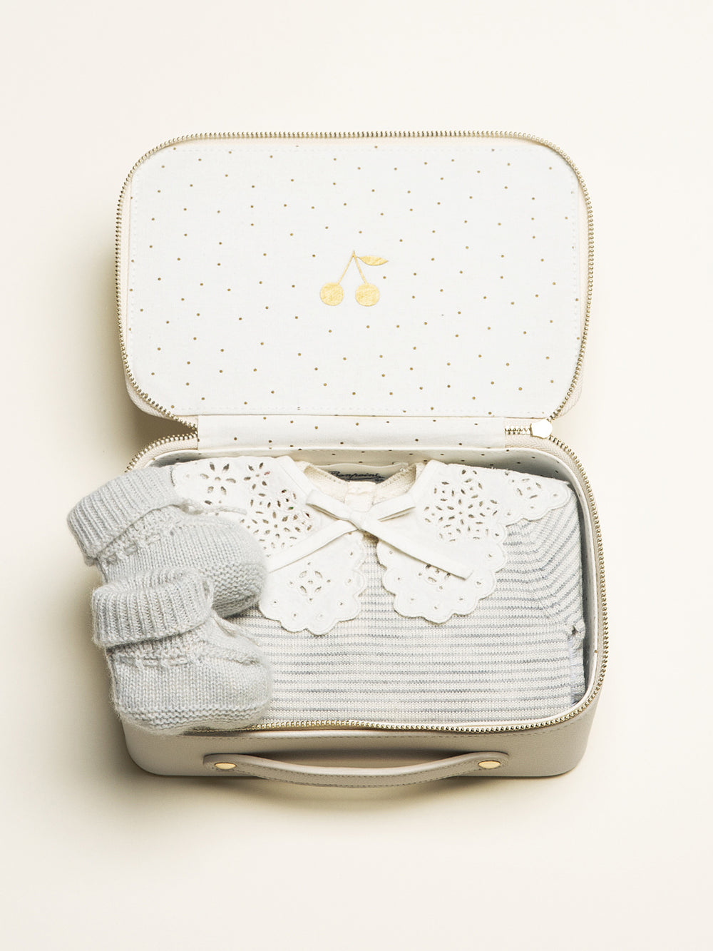 Small unisex birth suitcase grey jumpsuit