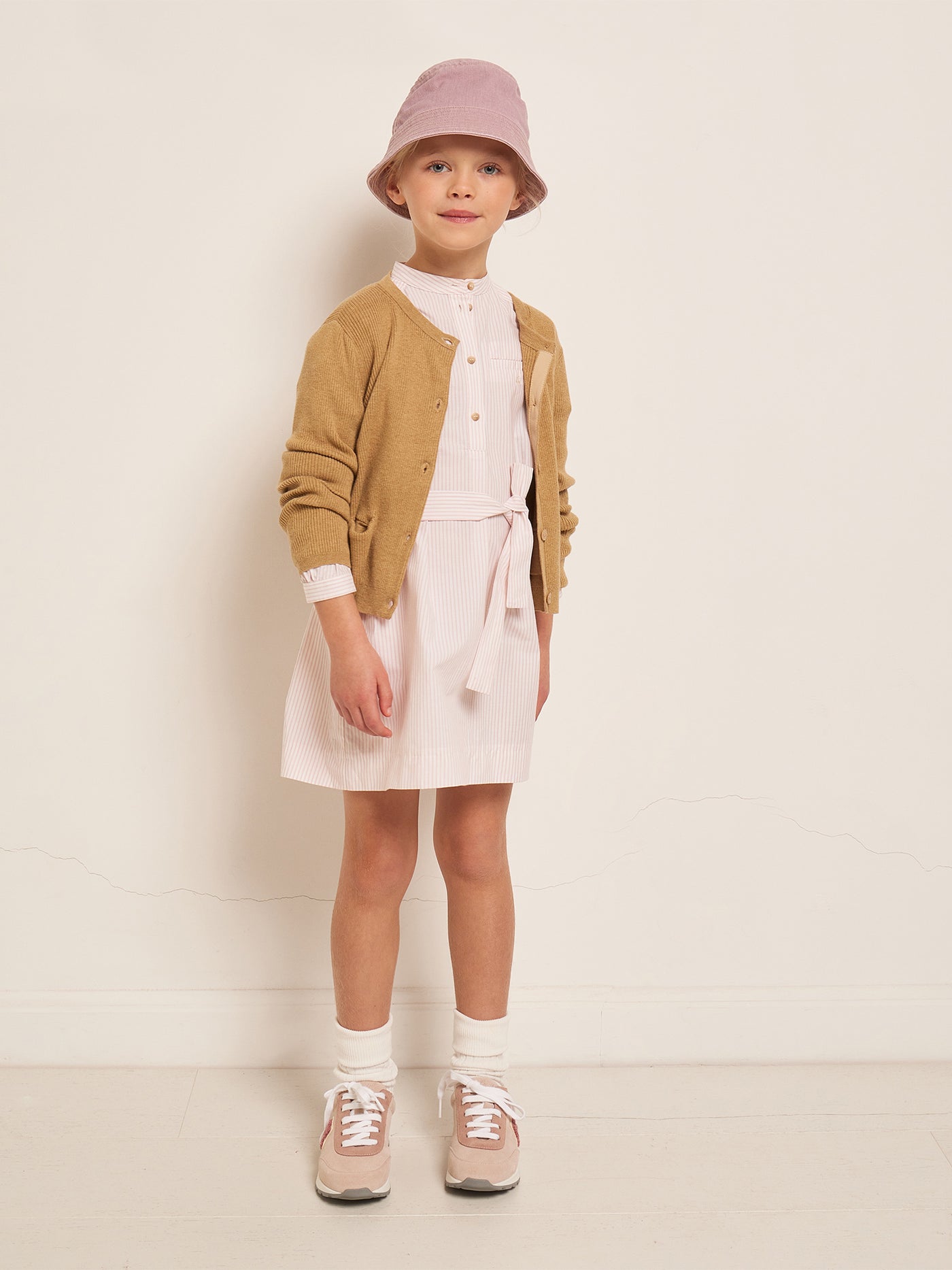 SUMMER 2023 GIRL'S LOOK PINK STRIPES DRESS