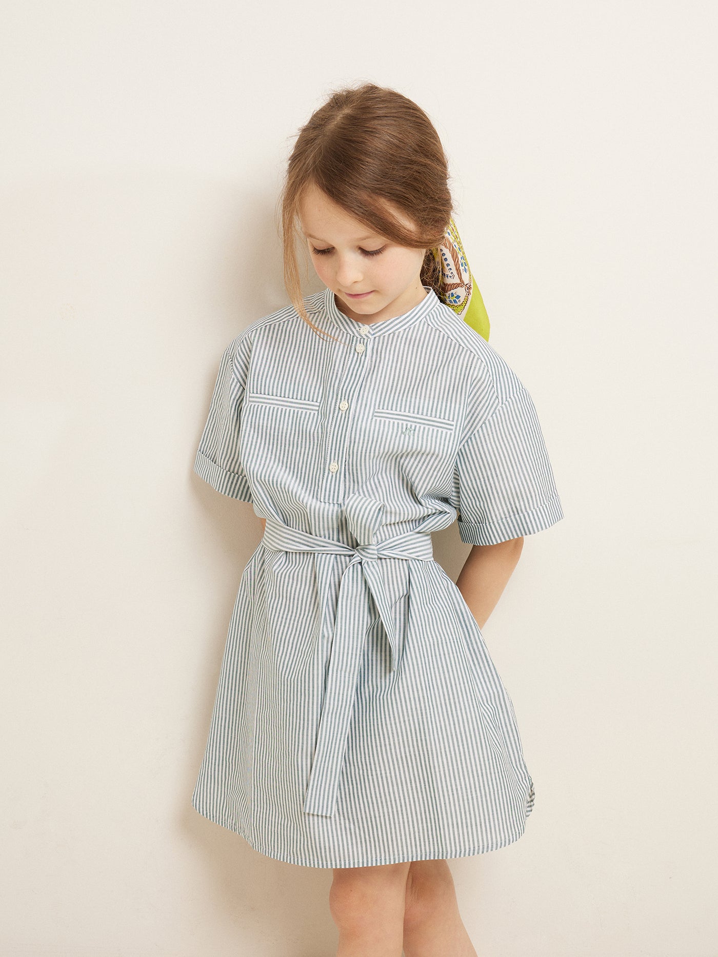 LOOK FILLE ETE 2023 ROBE RAYEE BLEUE