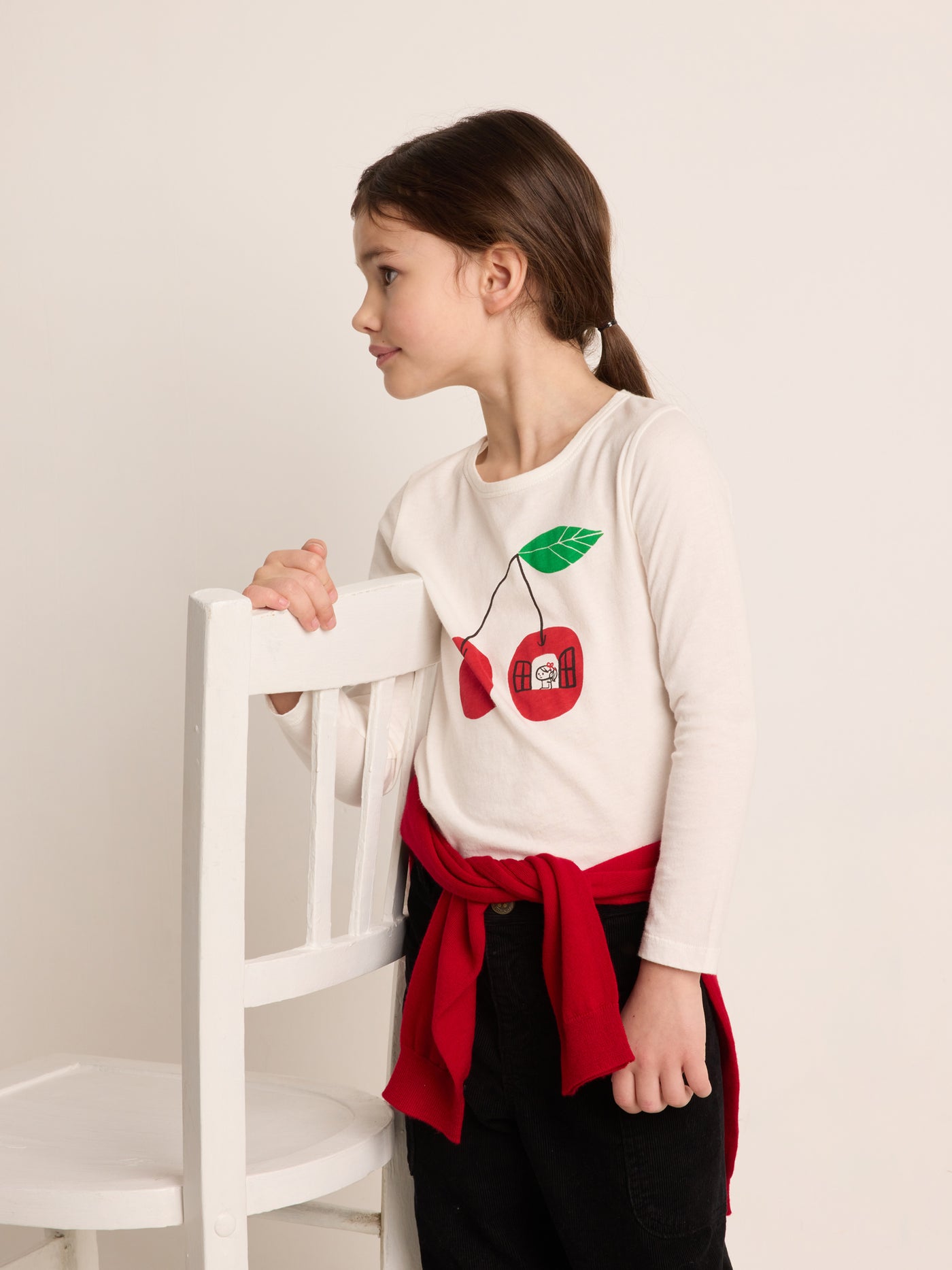 LOOK FILLE HIVER 2023 PULL ROUGE