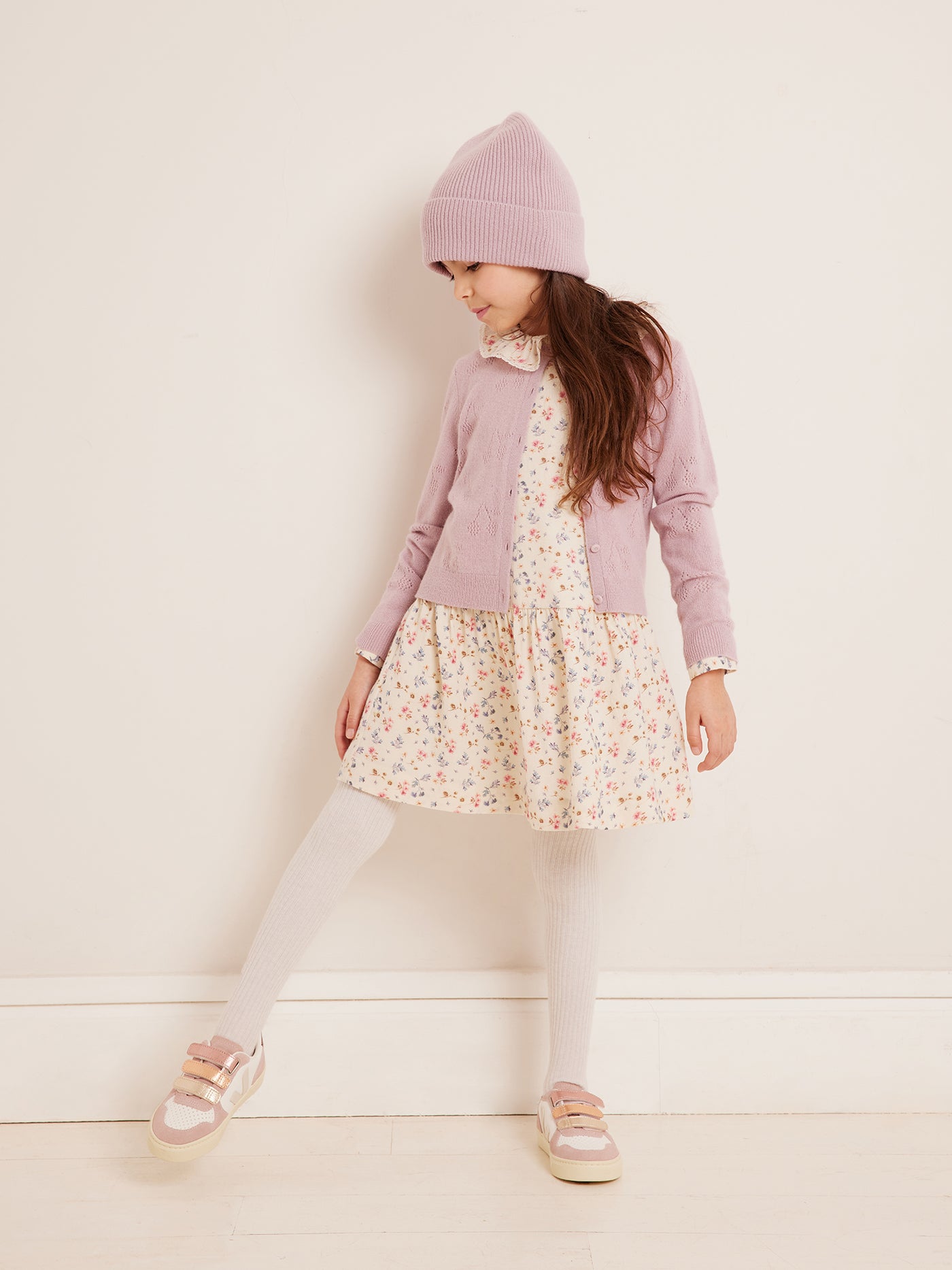 LOOK FILLE HIVER 2023 CARDIGAN ROSE PALE