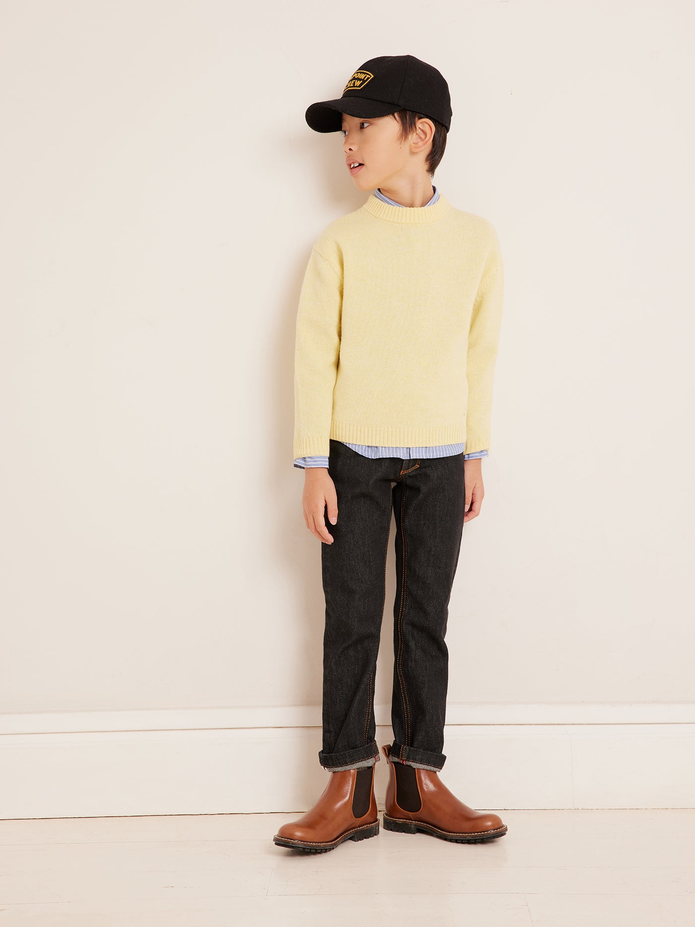 Winter 2023 boy's look yellow sweater