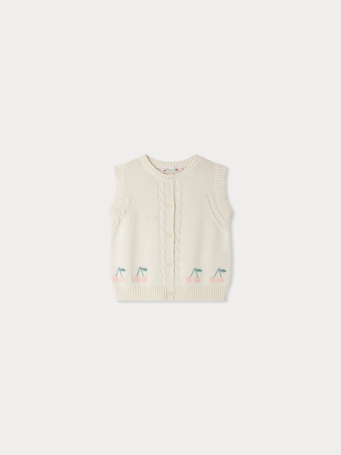 Erini cherry embroidery cable-knit cardigan