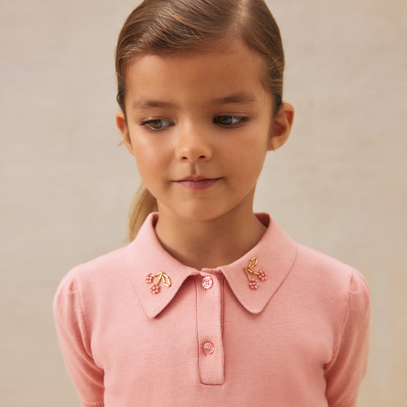 Polo Elissa à broderies cerises en perles