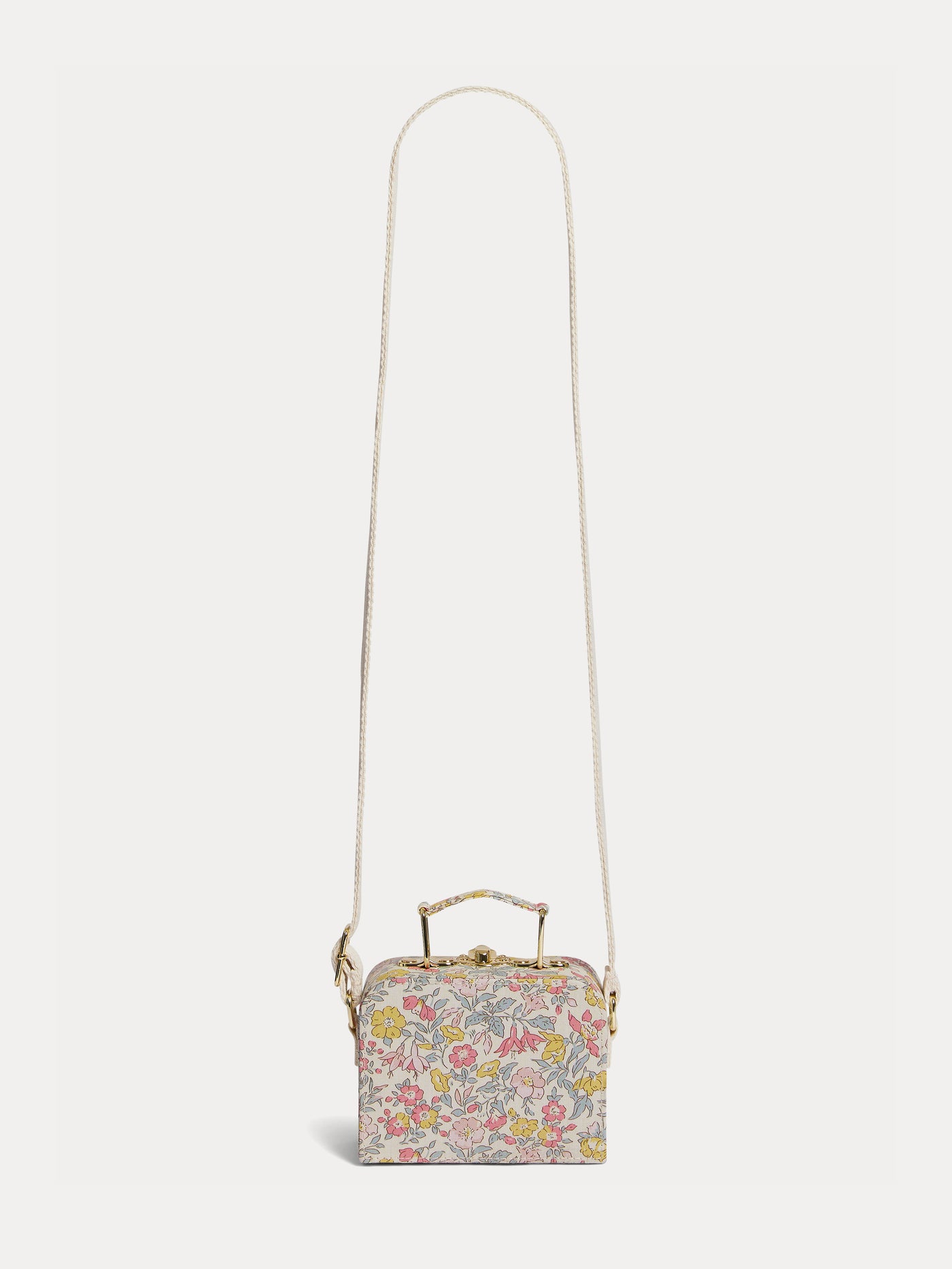 Aimane mini suitcase shoulder bag with a pink floral print
