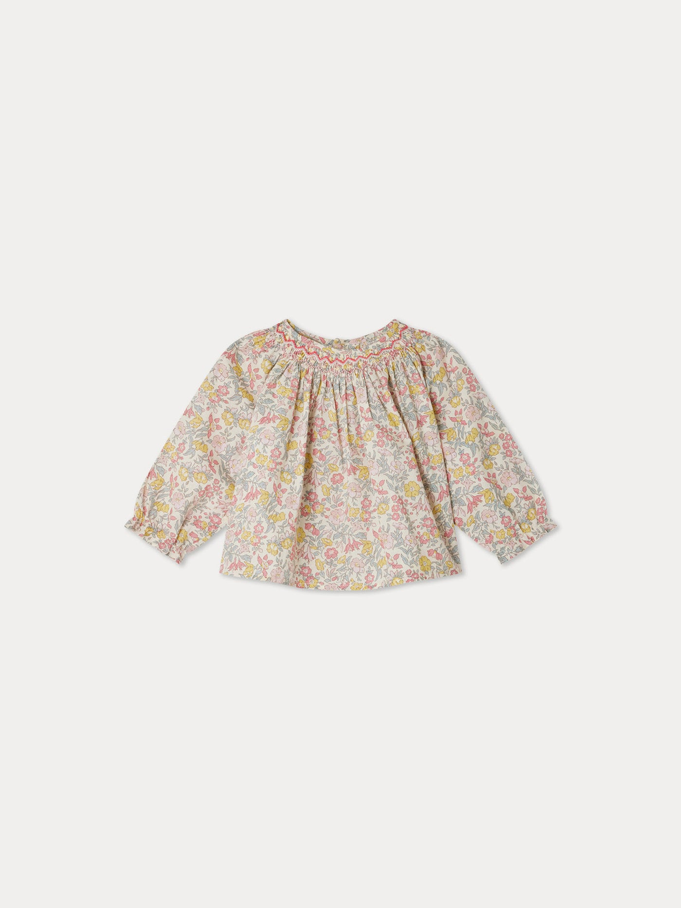 Blouse Griotte smockée en tissu Liberty  rose