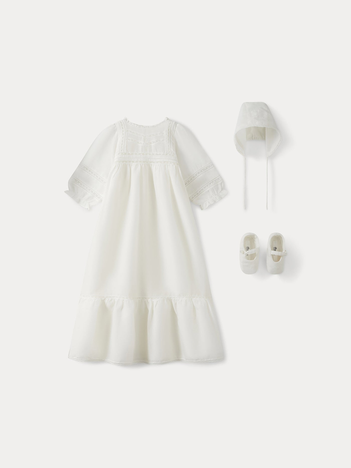 Robe de baptême en soie bébé blanc lait