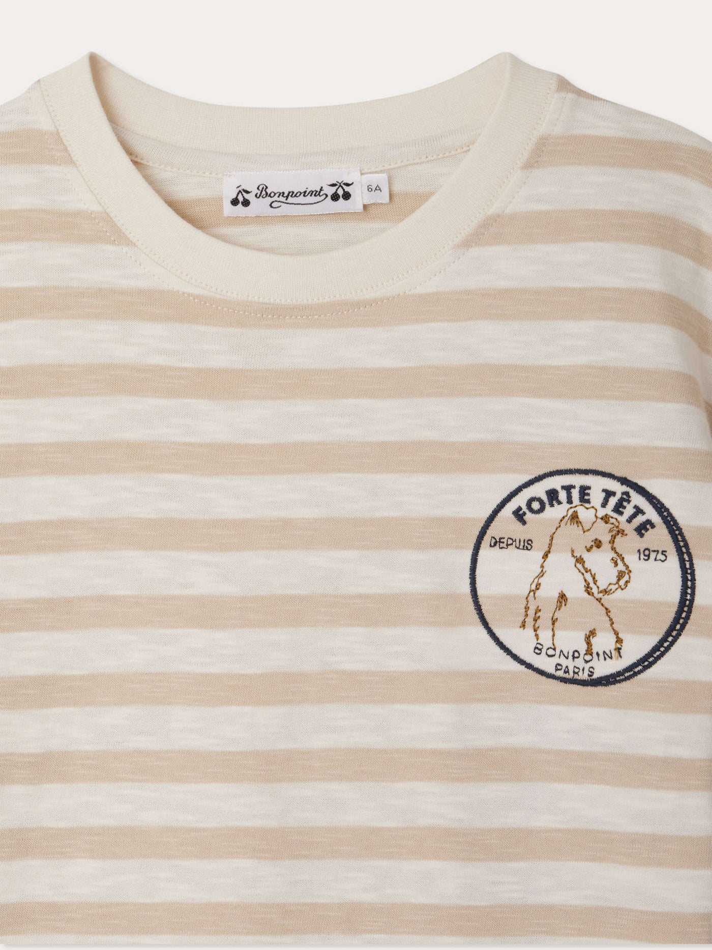 Eidan striped t-shirt with dog embroidery