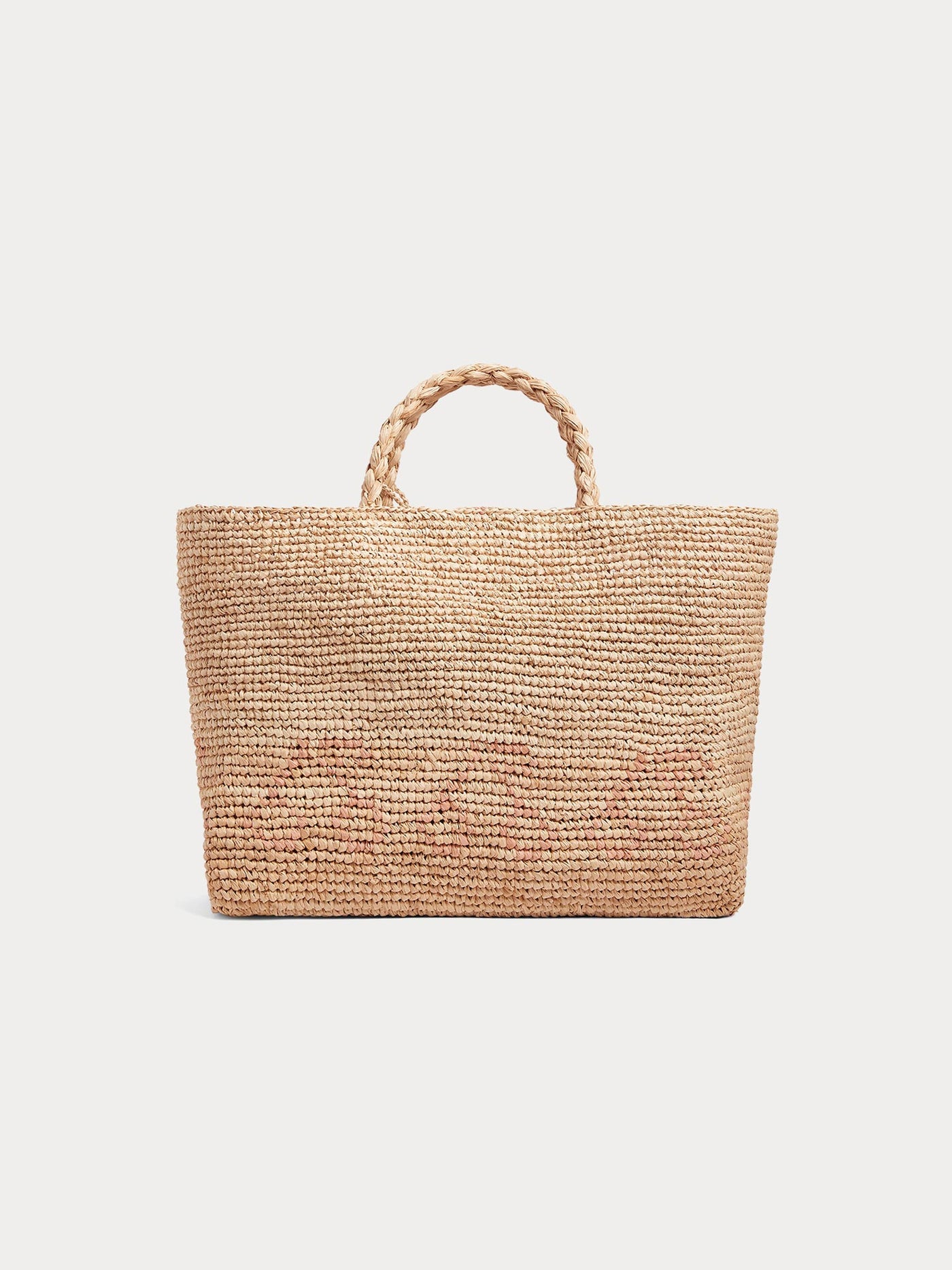 Fama tote bag in raffia with pink cherries