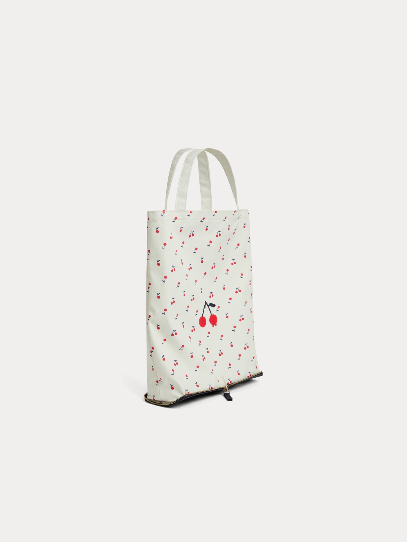 Foldable tote bag with cherry print