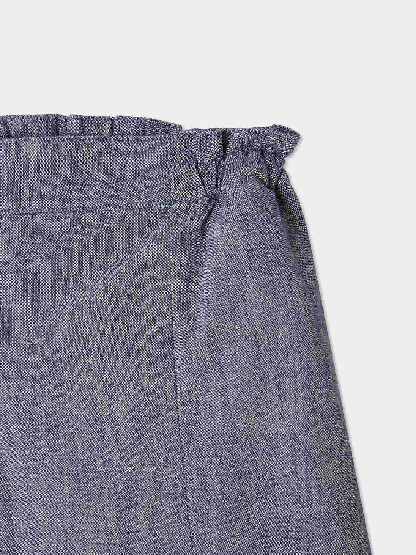 Short Elif en chambray à taille élastiquée