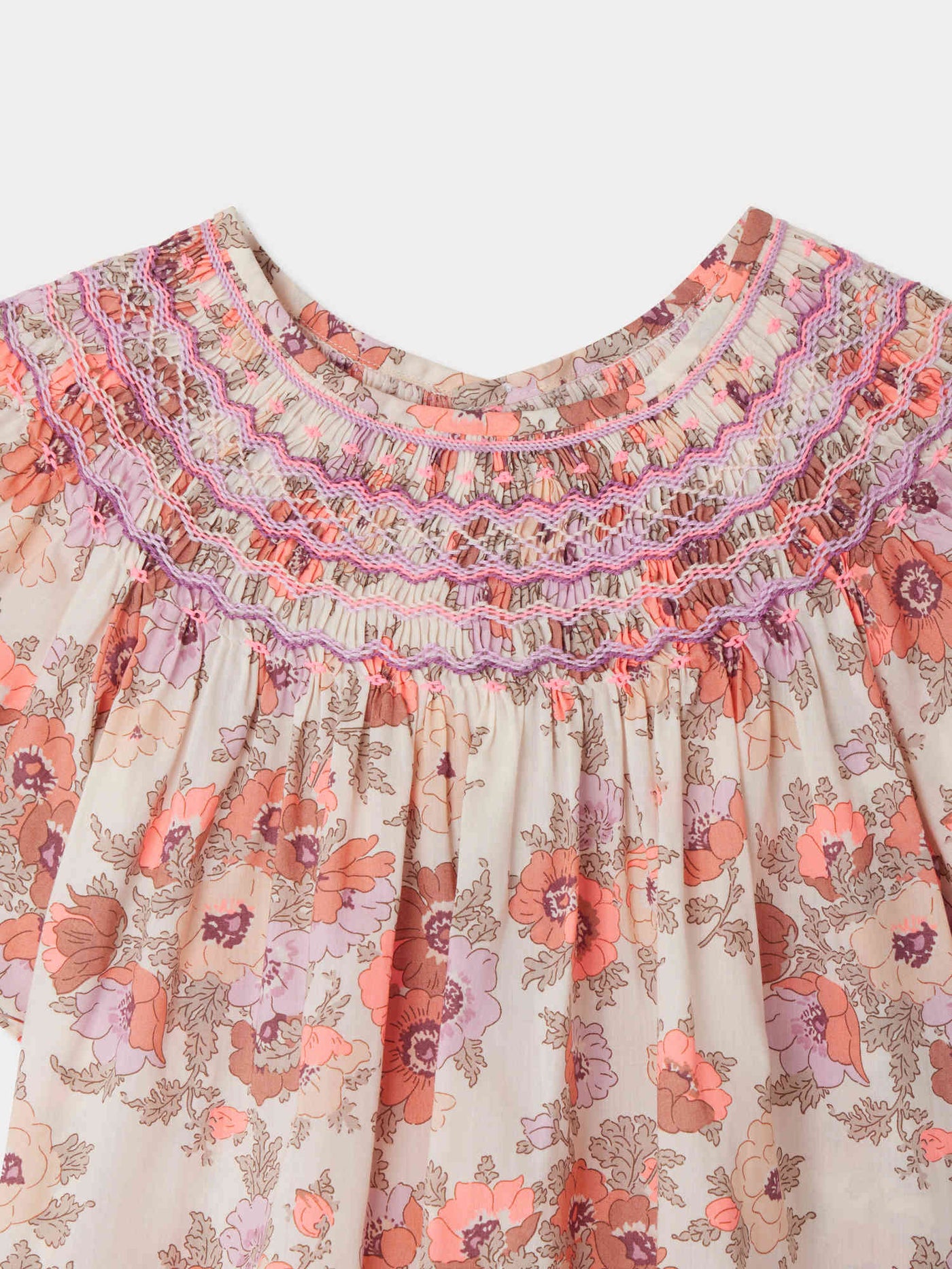 Adelice smocked and embroidered blouse in Liberty fabric