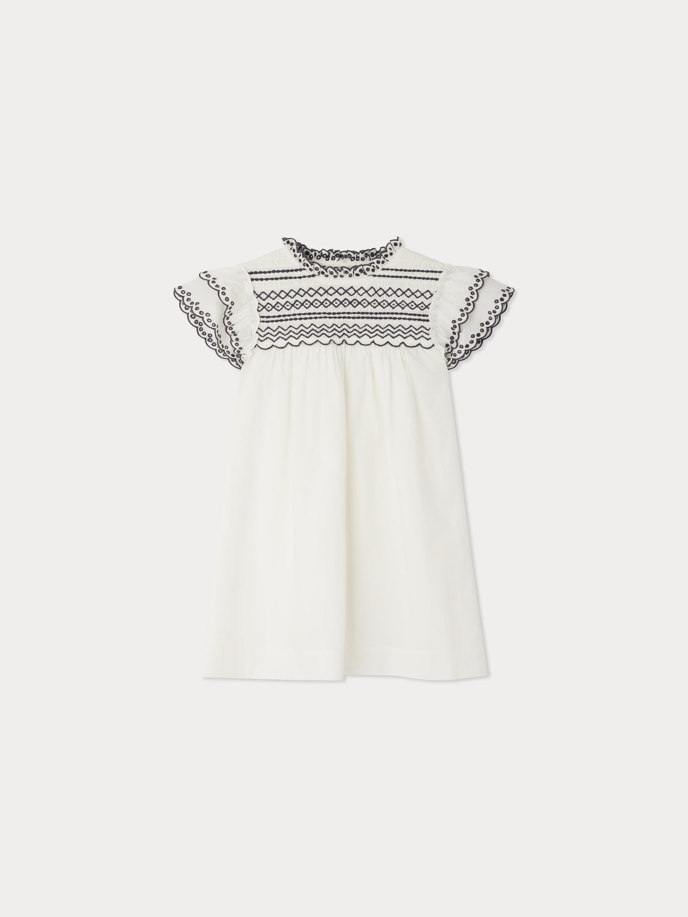 Bijou smocked dress with english embroideries
