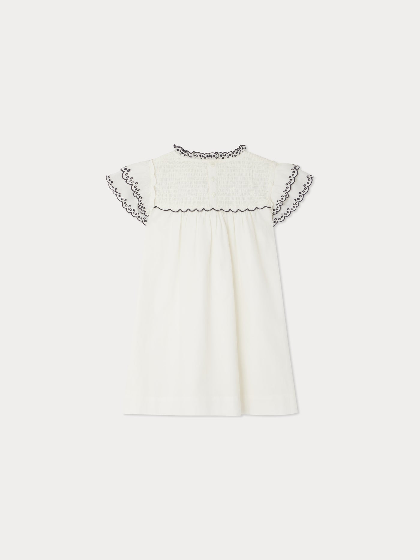 Bijou smocked dress with english embroideries