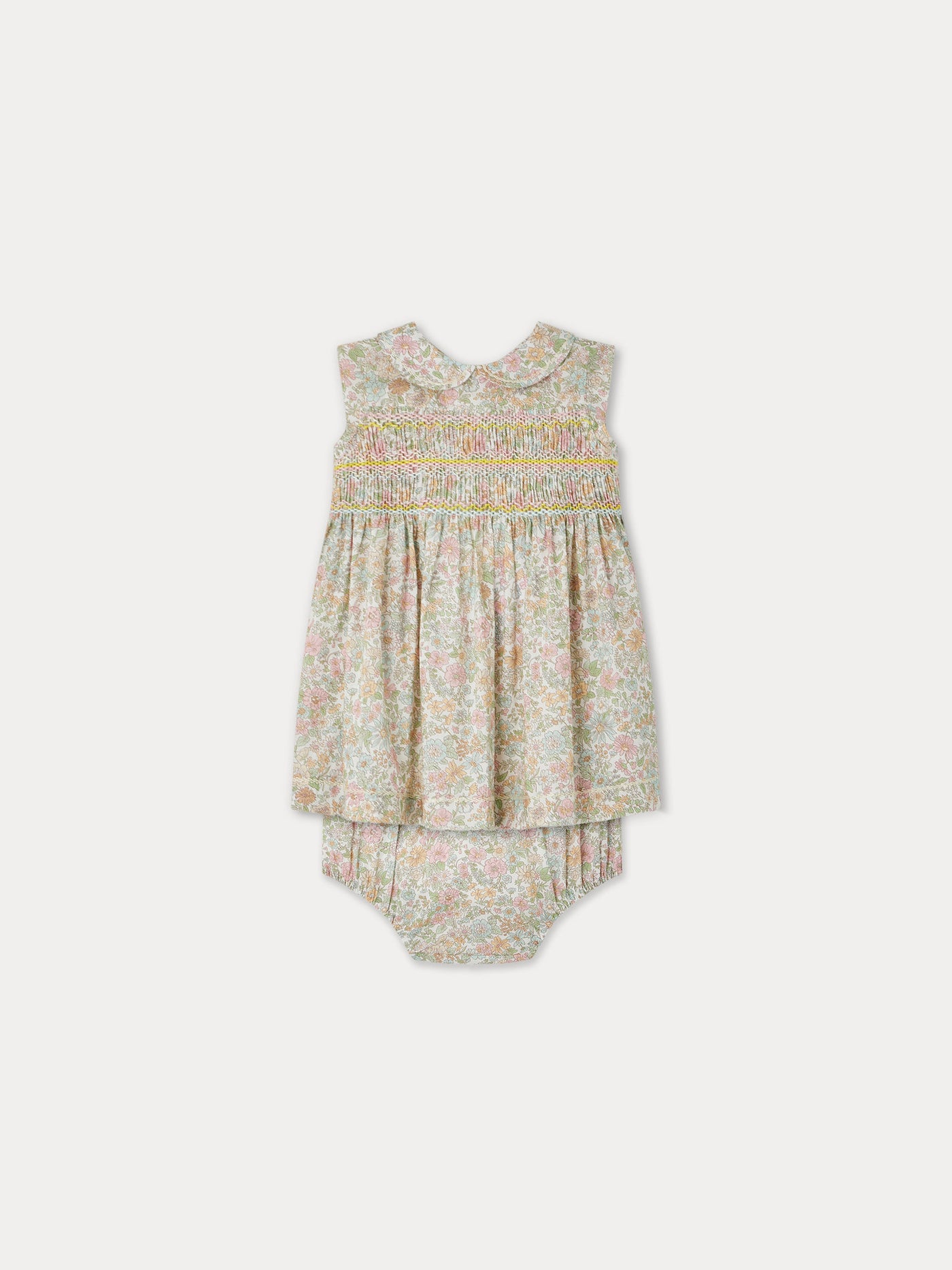 Robe Eleanore smockée en tissu Liberty avec bloomer