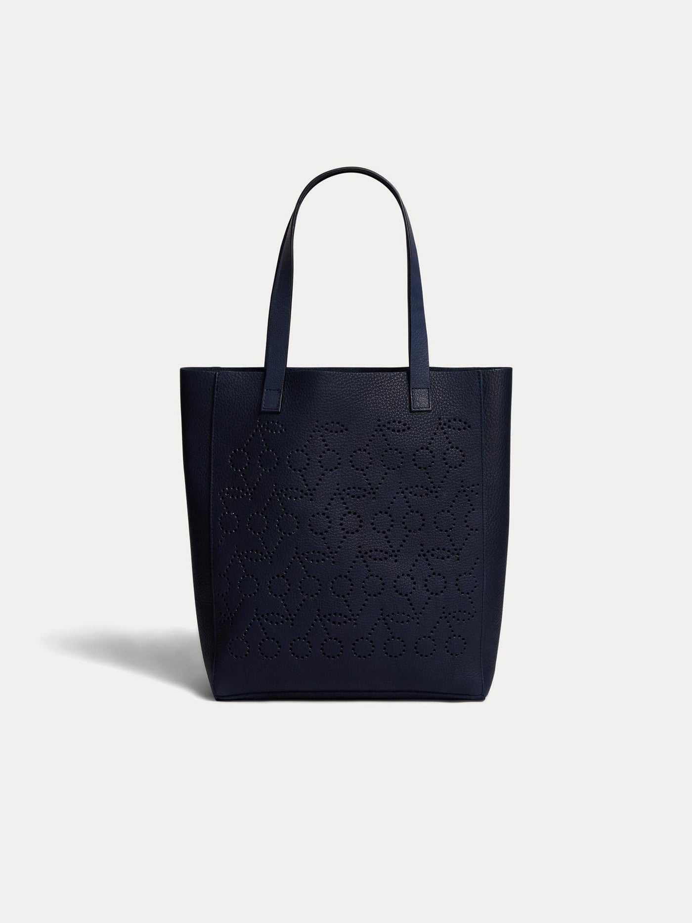 Tilla tote bag in dark blue perforated leather