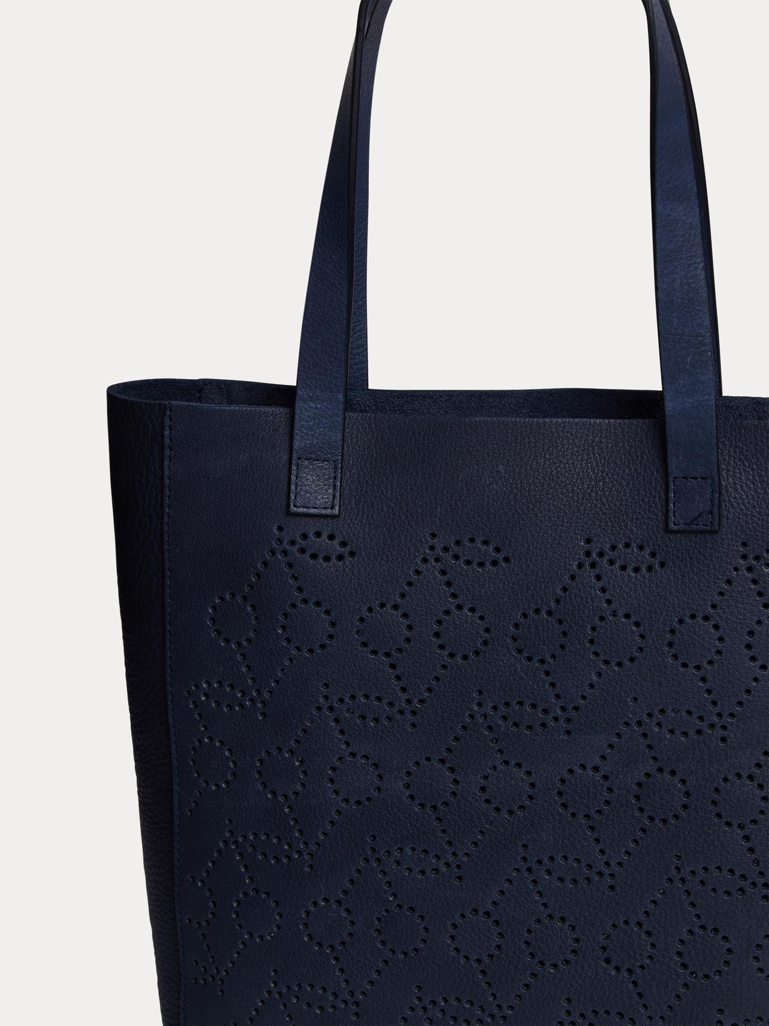 Tilla tote bag in dark blue perforated leather Bonpoint