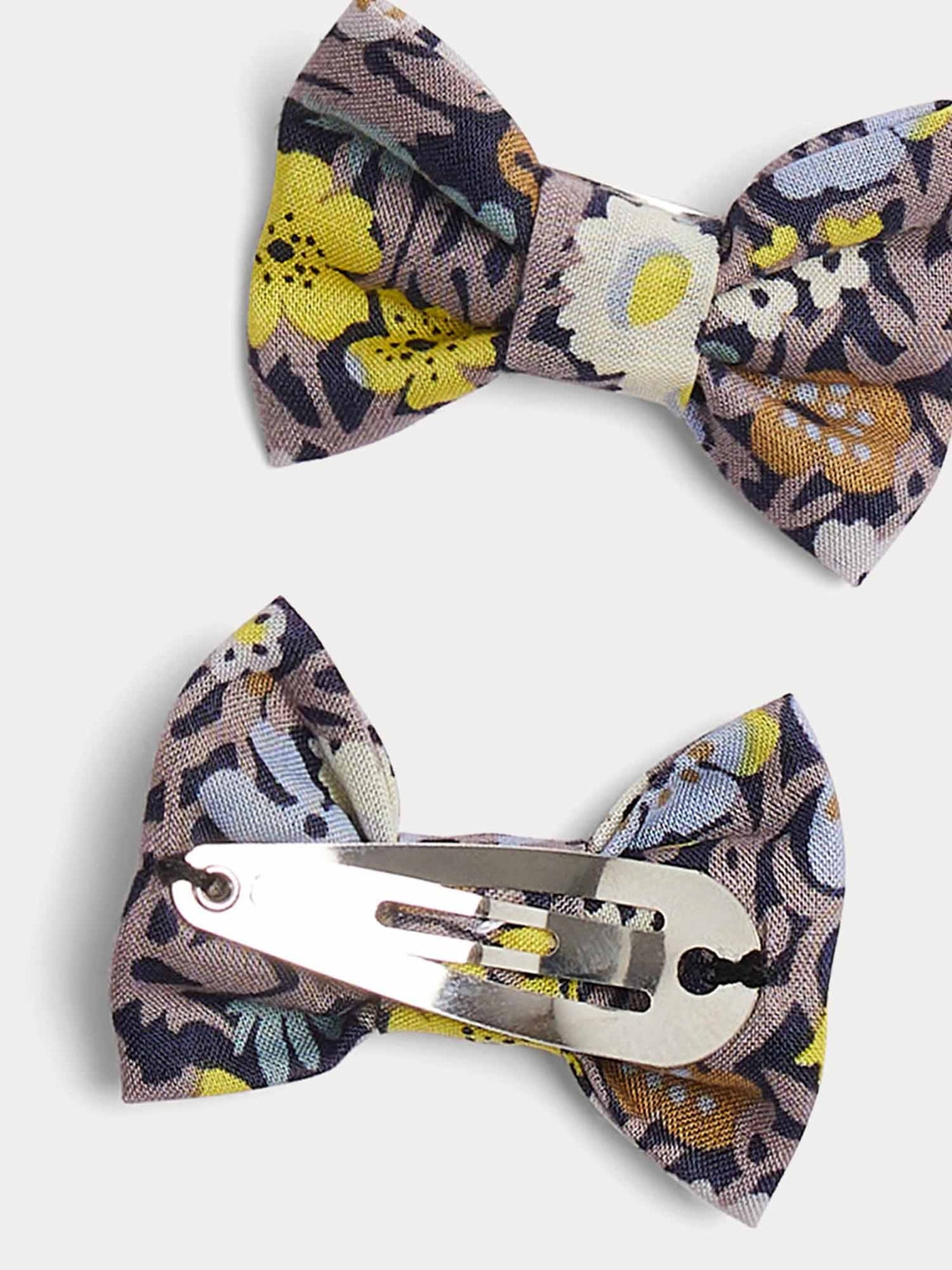 Barrette Miniclic en tissu Liberty gris