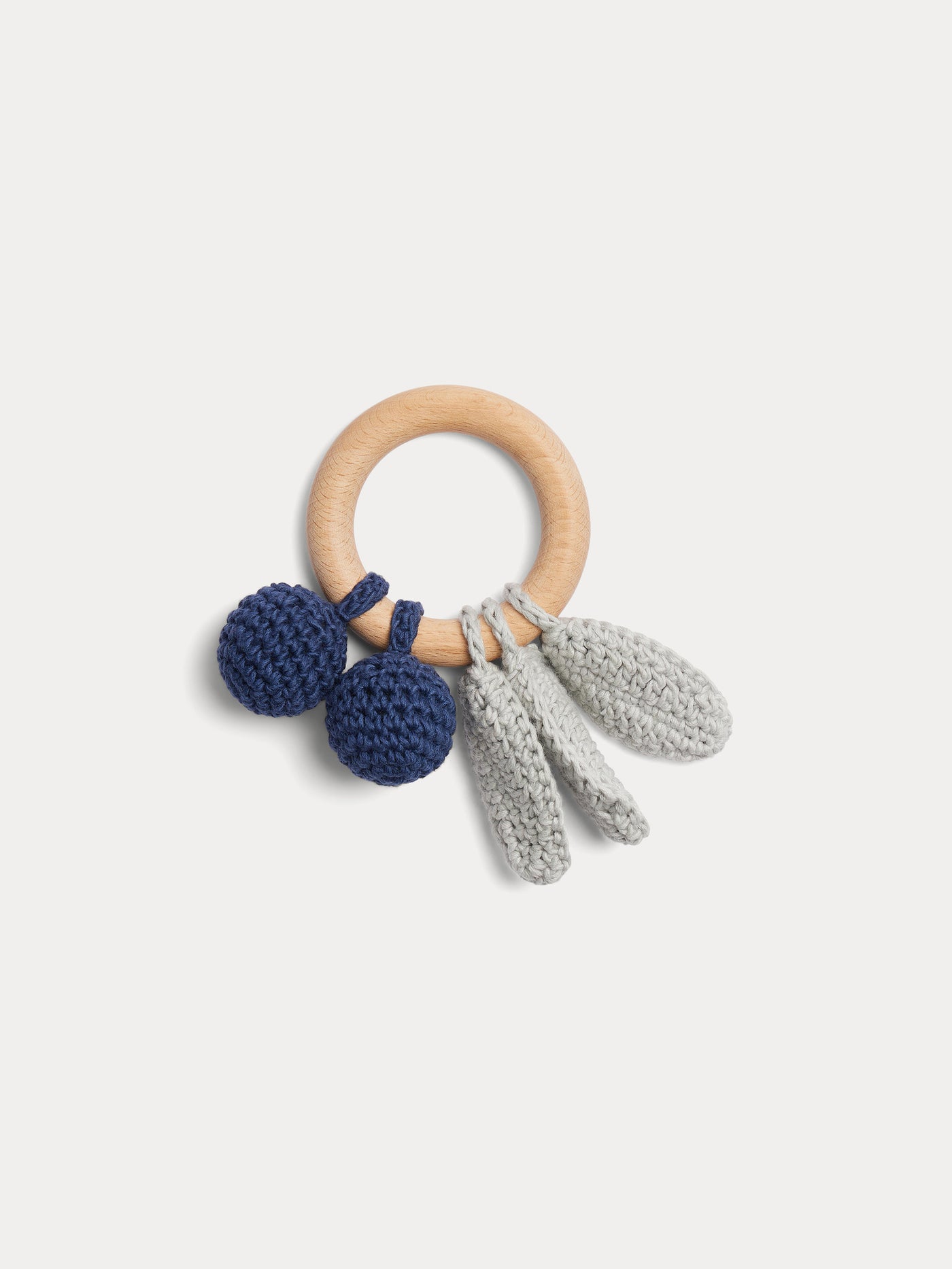 Be Cherry mini dark blue crochet rattle