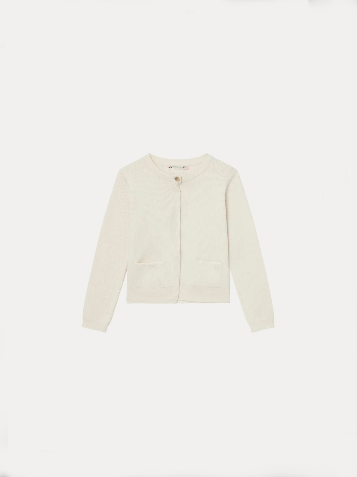 Ribbed Cotton Cardigan for Girls milk white