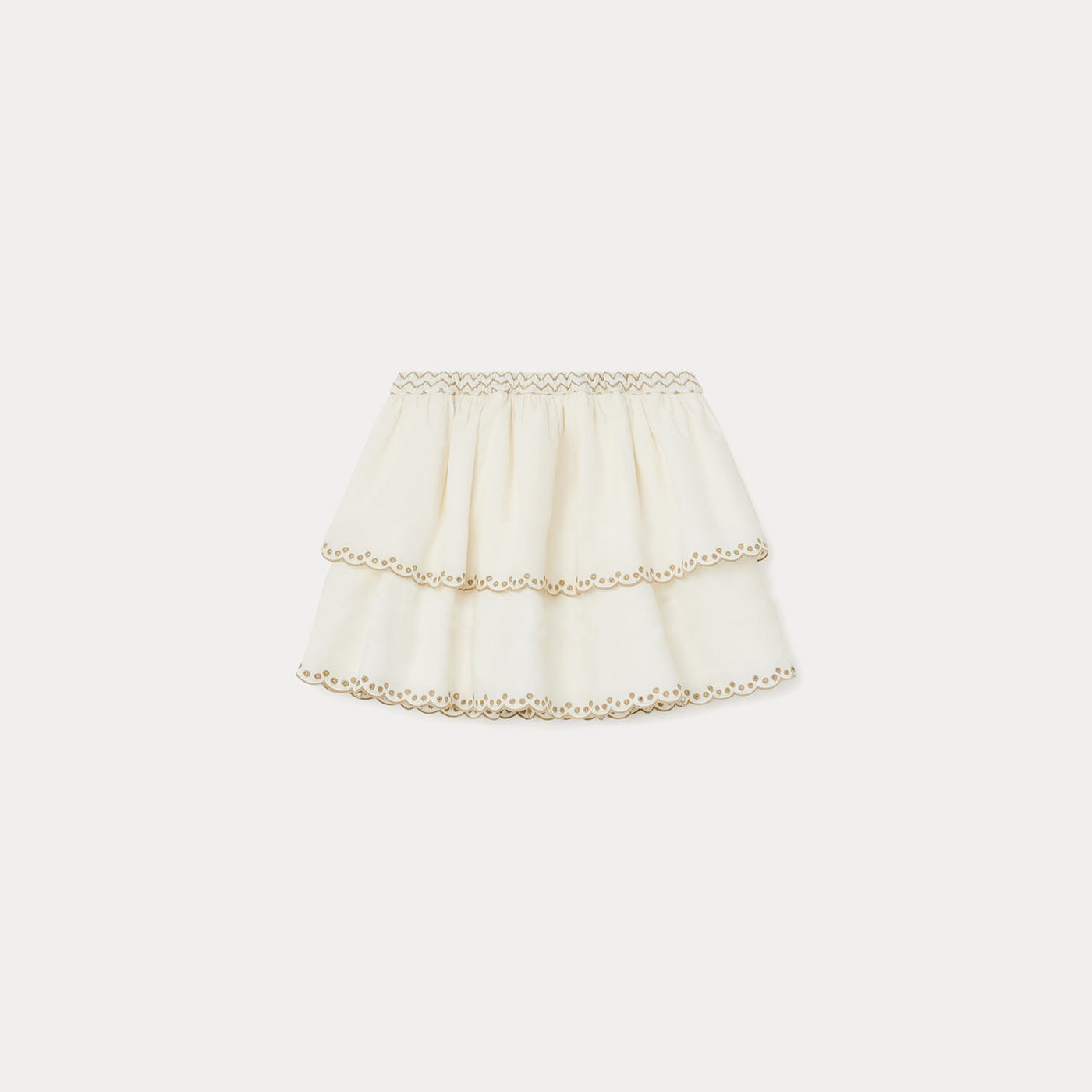 Skirt with Embroidered Ruffles for Girls ecru