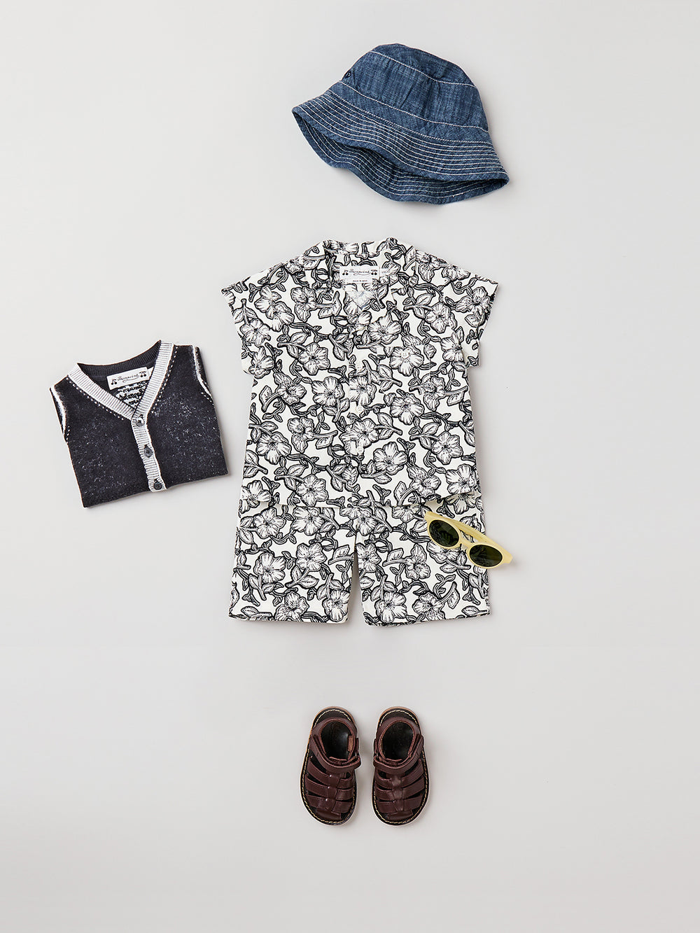 Short Clovis fleurs noires