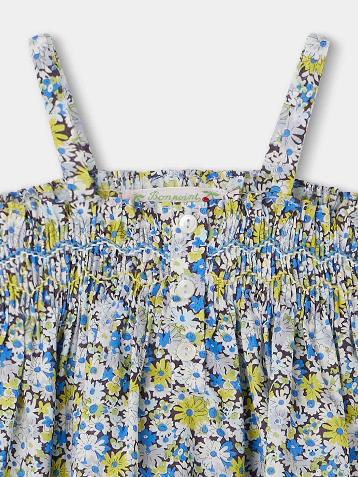 Abricot Smocked Blouse blue flowers