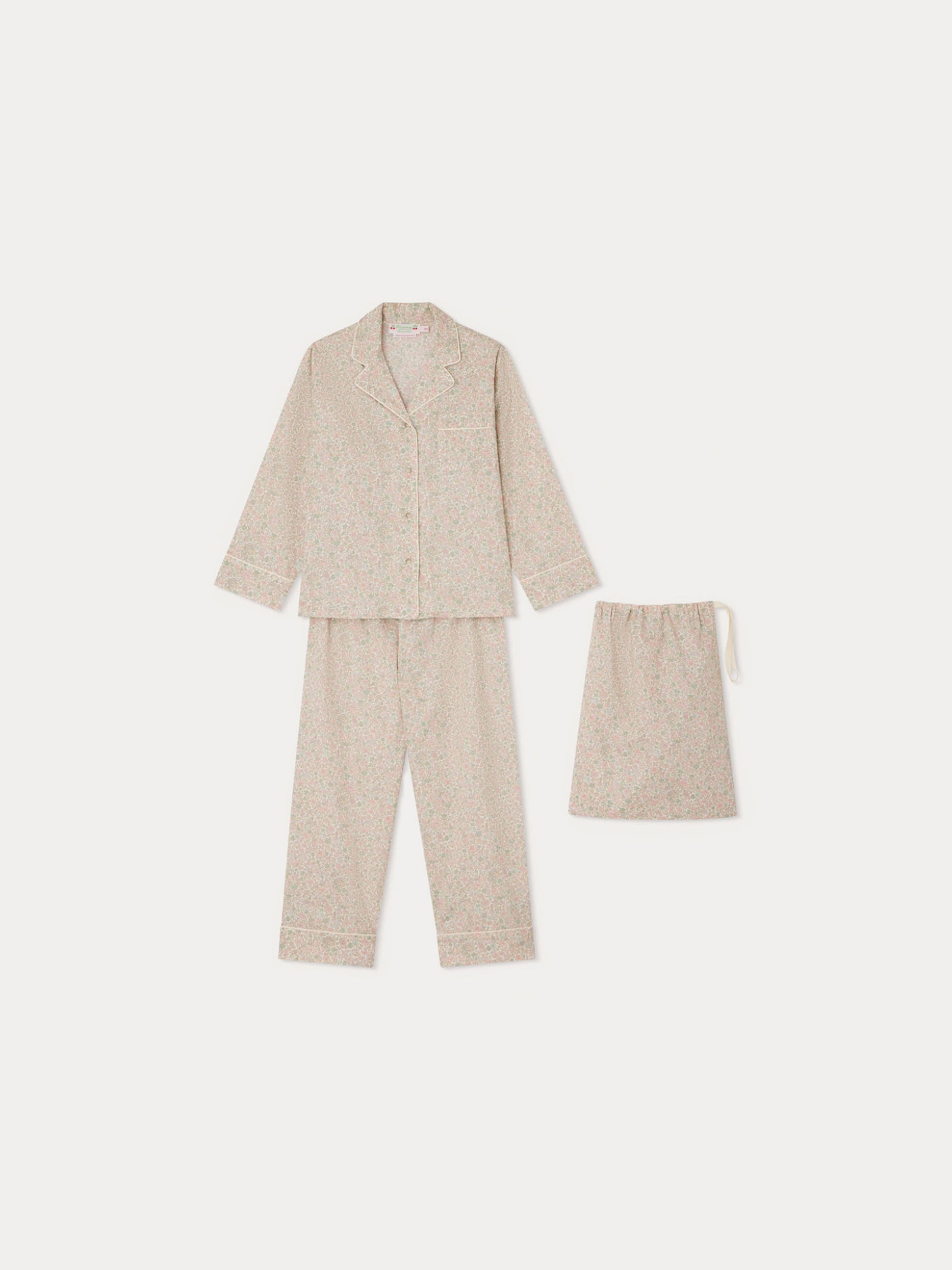 Dormeur Pajamas with Pouch pink flowers