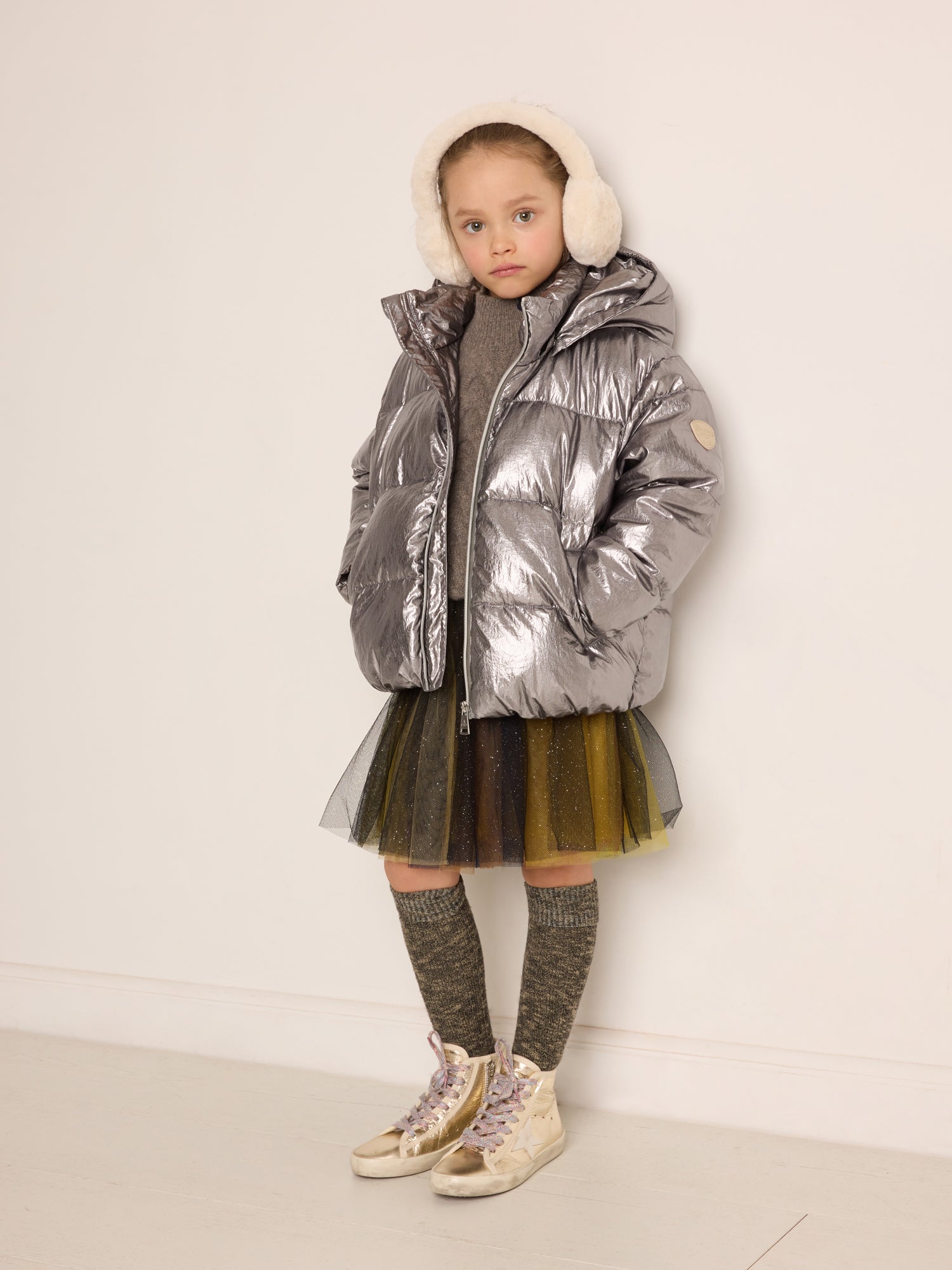 Girls silver 2025 puffer coat