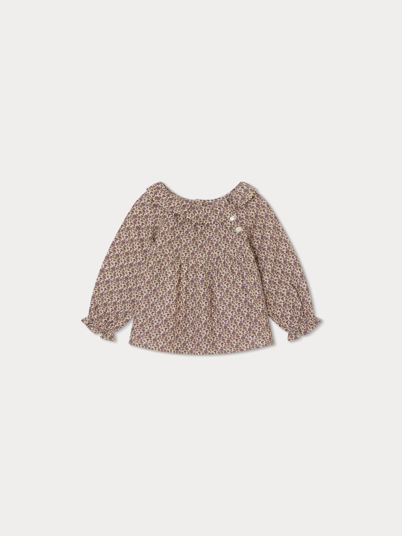 Blouse brodée Melly fleurs taupe