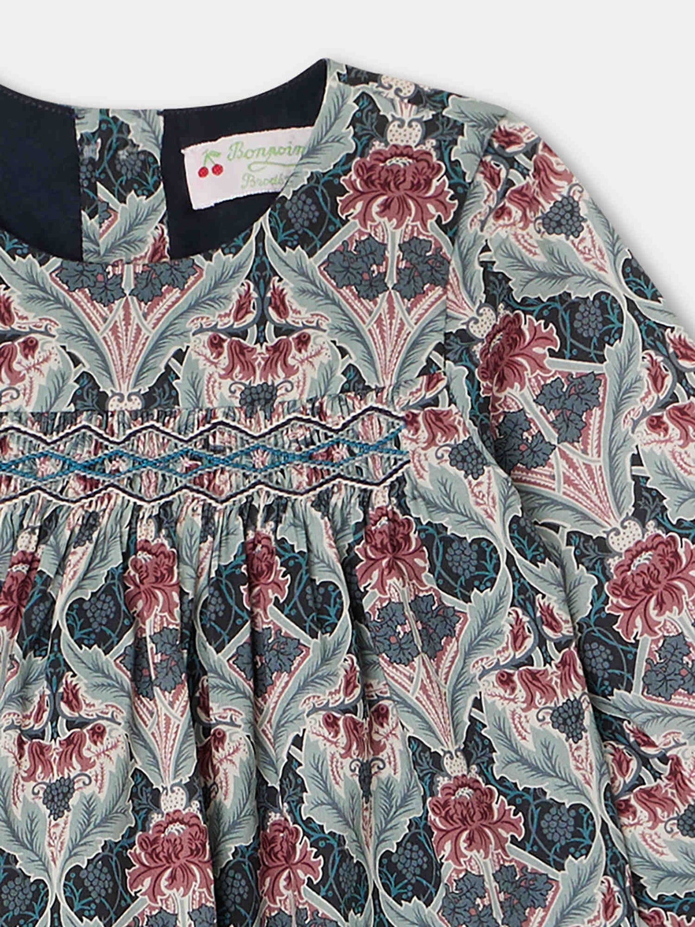 Robe smockée Felicie fleur figue